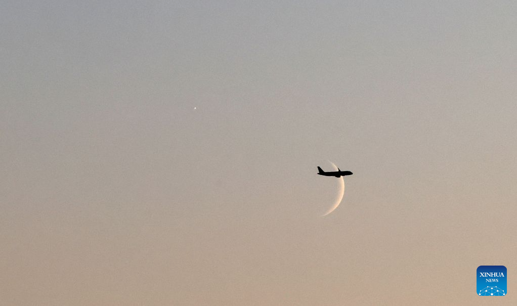 This photo taken on Sept. 14, 2026 shows the planet of Venus next to the moon in the sky over Harbin City, northeast China's Heilongjiang Province. (Photo by Zhang Shu/Xinhua)