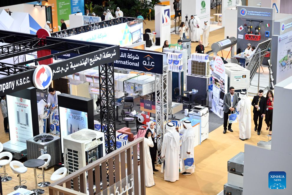 People visit the sixth edition of the Baiti Building Exhibition in Hawalli Governorate, Kuwait, Sept. 8, 2026. The Housing and Urban Development Forum 2026 opened here on Tuesday alongside the sixth edition of the Baiti Building Exhibition, bringing together government officials, investors, developers and companies from Kuwait's housing, real estate and construction sectors. (Photo by Asad/Xinhua)