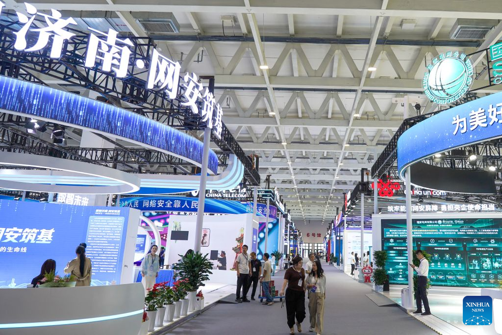 Attendees visit the experience zone of cybersecurity technology applications at the 2026 China Cybersecurity Week in Jinan, east China's Shandong Province, Sept. 14, 2026. The 2026 China Cybersecurity Week held its opening ceremony here on Monday. The event will be held across China from Sept. 14 to 20. (Xinhua/Zhu Zheng)