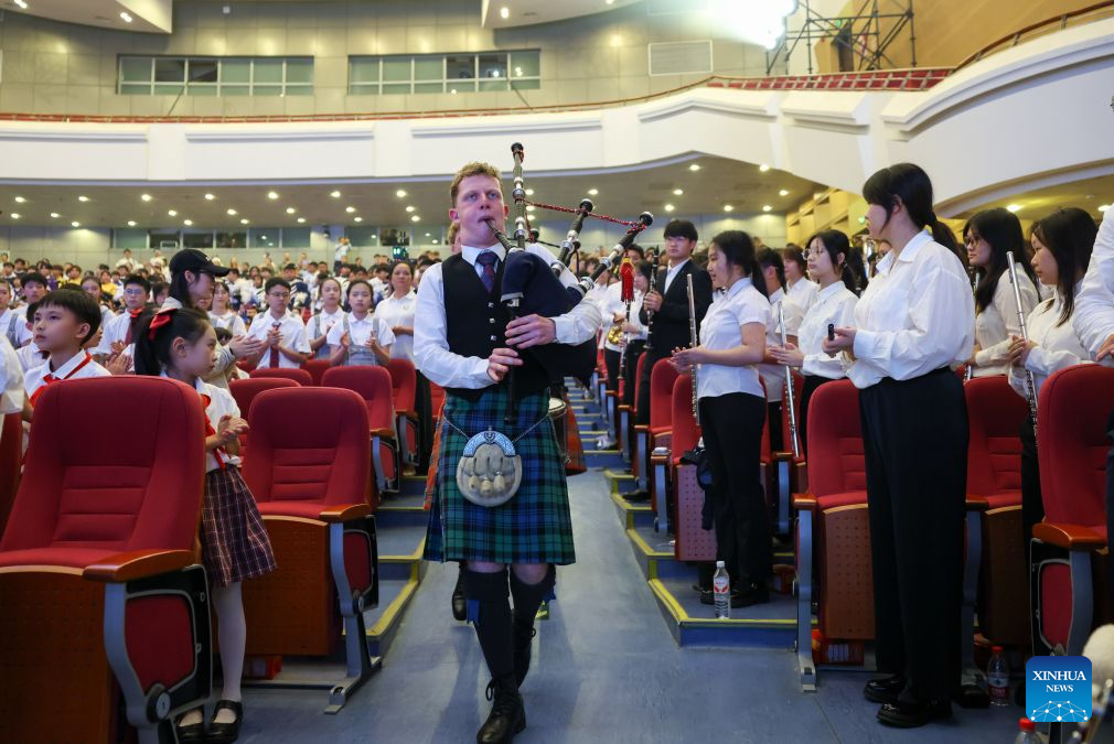 Members of a youth band from Britain perform during the 2026 International Youth Band China Tour (Shenzhen) in Shenzhen, south China's Guangdong Province, Sept. 16, 2026. The tour kicked off here on Wednesday. (Xinhua/Mao Siqian)
