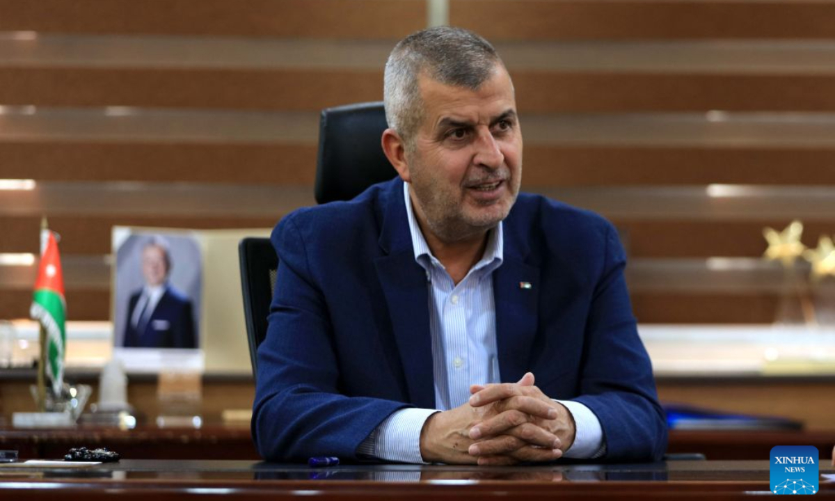 Jordanian Minister of Energy and Mineral Resources Saleh Al-Kharabsheh speaks during an interview with Xinhua in Amman, Jordan, Sept. 15, 2026. (Photo by Mohammad Abu Ghosh/Xinhua)
