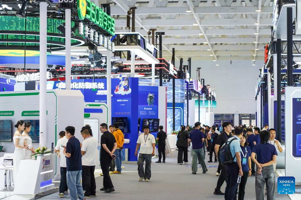Attendees visit the experience zone of cybersecurity technology applications at the 2026 China Cybersecurity Week in Jinan, east China's Shandong Province, Sept. 14, 2026. The 2026 China Cybersecurity Week held its opening ceremony here on Monday. The event will be held across China from Sept. 14 to 20. (Xinhua/Zhu Zheng)