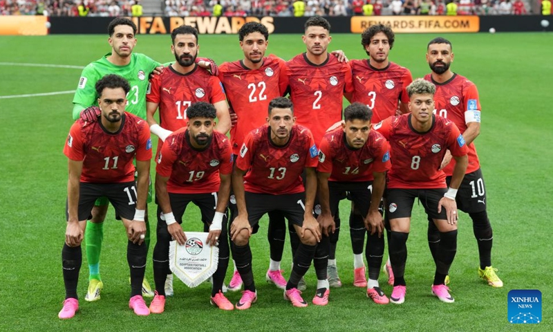 Players of Egypt pose for photos before a group G match between New Zealand and Egypt at the 2026 FIFA World Cup at BC Place Vancouver in Vancouver, Canada, June 21, 2026. (Xinhua/Meng Yongmin)