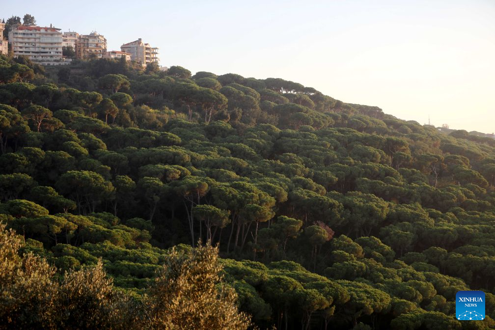 This photo taken on Sept. 12, 2026 shows a dusk view in Brummana, Lebanon. (Xinhua/Bilal Jawich)