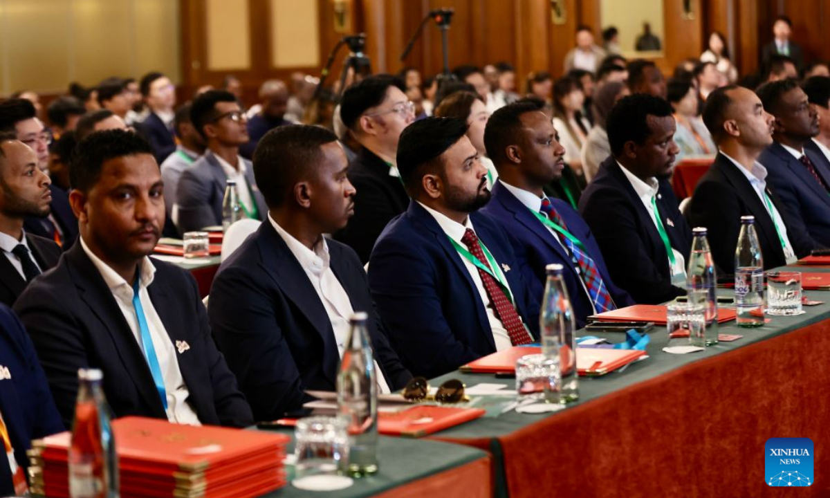 Guests attend the Big Market for All: Export to China Ethiopia Session in Addis Ababa, Ethiopia, Aug. 19, 2026. China launched the Big Market for All: Export to China Ethiopia Session on Wednesday in Addis Ababa, the capital of Ethiopia, as part of its effort to encourage and expand exports of Ethiopian products to the Chinese market.

A total of 33 cooperation deals were signed between companies of the two sides, with a combined contract value of over 330 million U.S. dollars. (Xinhua/Geng Xinning)