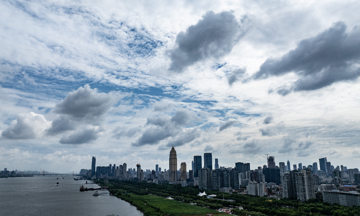 The remnants of Typhoon Noul create dramatic cloud formations over Wuhan, Central China’s Hubei Province, on July 27, 2026. Photo: VCG
