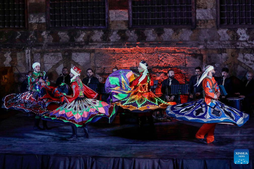 Dancers perform Tanoura, a traditional Egyptian folk dance, during the second edition of Heritage Revival Week in Cairo, Egypt, Aug. 25, 2026. (Xinhua/Ahmed Gomaa)
