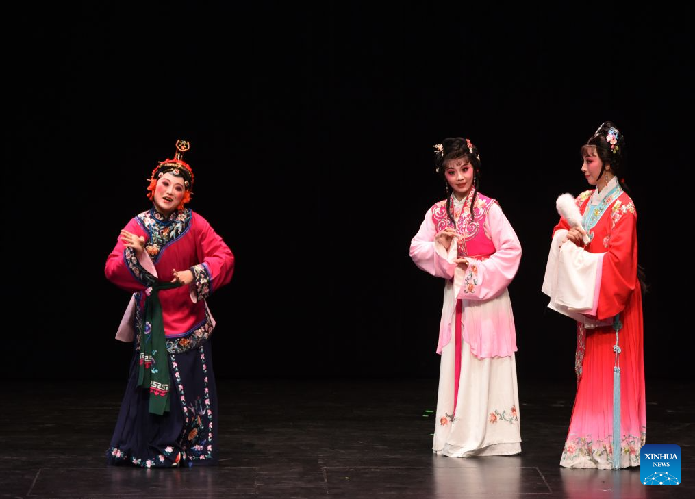 Actors of Gaojia Opera, a traditional Chinese opera genre, perform in Vienna, Austria, Aug. 15, 2026.
The 2026 Chinese operatic performances series Legend of the Chinese Opera kicked off here on Saturday night, once again bringing Chinese and Western cultures together through the performing arts.
The series is jointly hosted by the China Opera Research Society and the Vienna-based International Culture Cooperations.
Throughout 2026, it will present performances featuring a variety of traditional Chinese opera genres, including Gaojia Opera, Peking Opera, Huangmei Opera and Hui Opera. (Xinhua/He Canling)