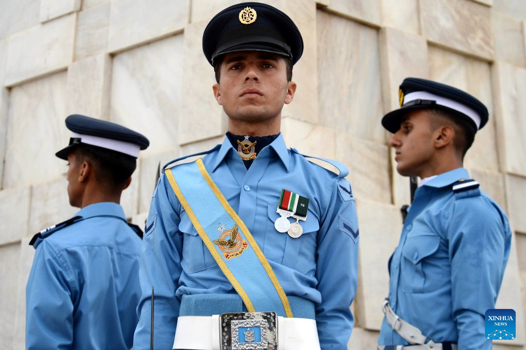 Pakistani Air Force cadets attend a ceremony to mark the Defense Day at the mausoleum of the founder of Pakistan Muhammad Ali Jinnah in Karachi, Pakistan, Sept. 6, 2026. (Str/Xinhua)