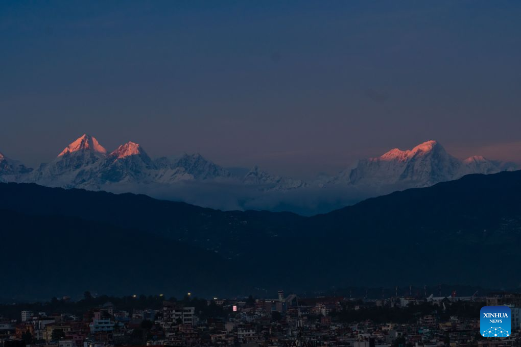 A view of mountain range is seen from Lalitpur, Nepal, Sept. 27, 2026. (Photo by Hari Maharjan/Xinhua)