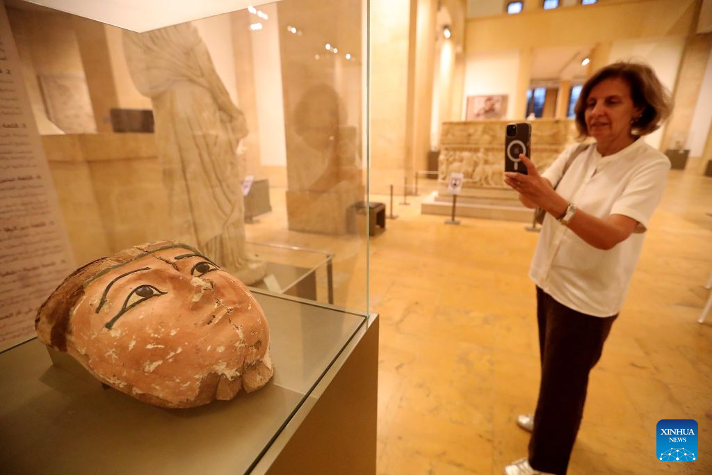 This photo taken on Sept. 16, 2026 shows an ancient Egyptian artifact displayed at a ceremony at the National Museum in Beirut, Lebanon. Lebanon on Wednesday returned to Egypt 37 ancient artifacts that had been illegally smuggled into Lebanon, according to a statement by Lebanon's Culture Ministry. (Xinhua/Bilal Jawich)