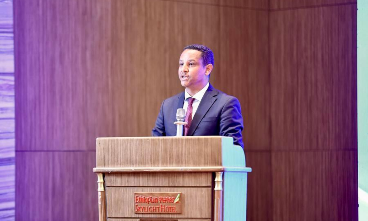 Zinabu Yirga, deputy commissioner of the Ethiopian Investment Commission, speaks during a trade promotion event involving China's Yunnan Province and Ethiopia in Addis Ababa, Ethiopia, Sept. 1, 2026. (Xinhua/Geng Xinning)