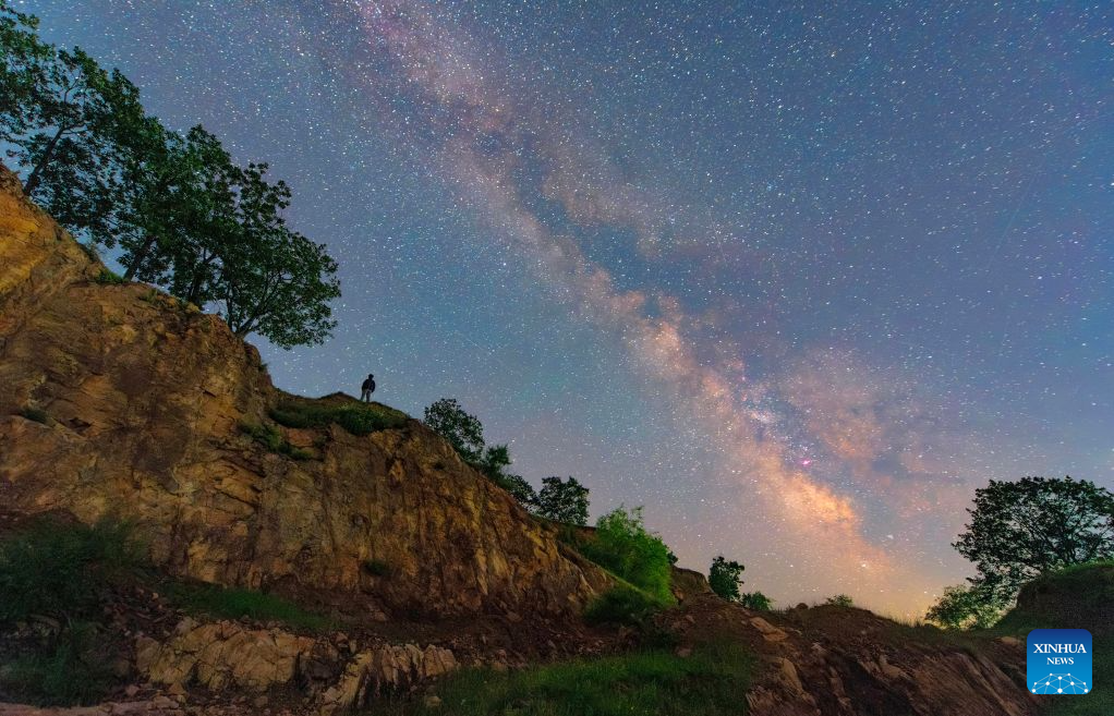 This stack composite photo taken on June 19, 2026 shows the Milky Way above Xunke County, northeast China's Heilongjiang Province. (Photo by Liu Dapeng/Xinhua)