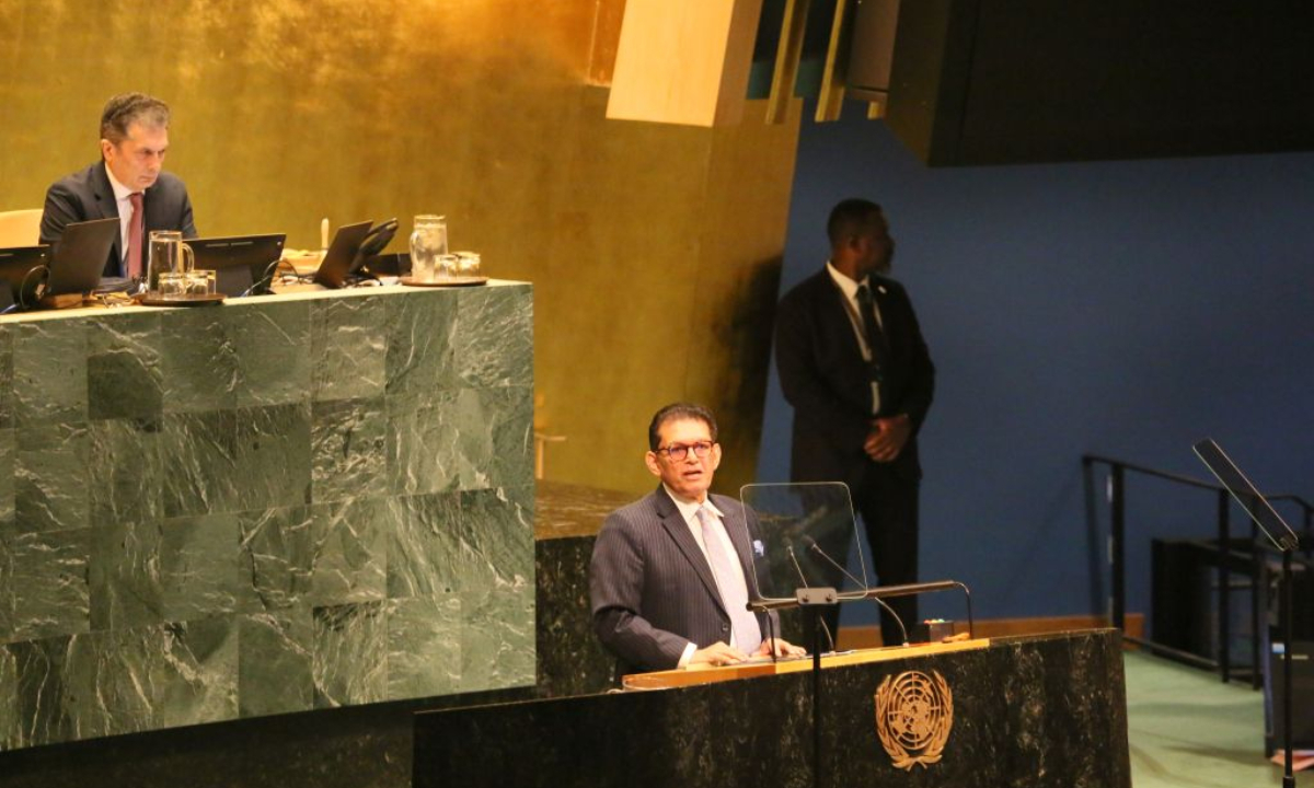 Khalilur Rahman, president of the 81st session of the General Assembly, speaks during the General Debate of the 81st session of the United Nations General Assembly at the UN headquarters in New York, Sept. 22, 2026. The General Debate of the 81st session of the UN General Assembly opened at the UN headquarters in New York on Tuesday. The theme of the general debate is Restoring trust, managing transformation: a United Nations that delivers for all. (Xinhua/Zhang Fengguo)