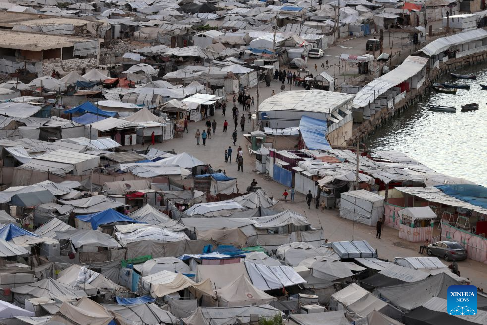 This photo taken on Oct. 6, 2026 shows a view of a makeshift tent camp in Gaza City. The latest round of Gaza conflict marks its third anniversary on Wednesday. (Photo by Rizek Abdeljawad/Xinhua)