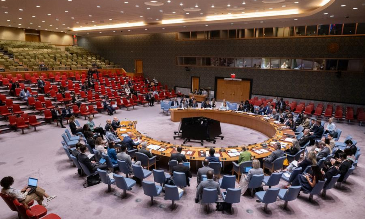The Security Council holds a meeting on the situation in Syria at the UN headquarters in New York, Sept. 17, 2026. (Manuel Elias/UN Photo/Handout via Xinhua)