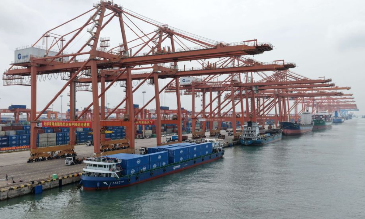 This photo taken on Sept. 16, 2026 shows the Qinzhou Port area of Beibu Gulf Port in Qinzhou, south China's Guangxi Zhuang Autonomous Region. (Xinhua/Zhang Ailin)