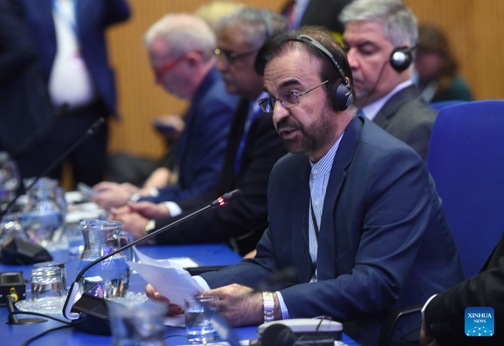 Reza Najafi, Iran's ambassador and permanent representative to the United Nations and other international organizations in Vienna, speaks at a general conference of International Atomic Energy Agency (IAEA) in Vienna, Austria, Sept. 14, 2026. (Xinhua/He Canling)