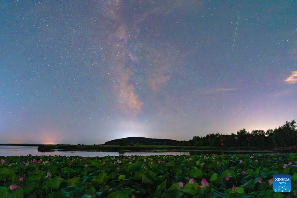 This photo taken on Aug. 11, 2026 shows Perseid meteor shower over Jiamusi City, northeast China's Heilongjiang Province. Perseid meteor shower, which peaks on August 12 and 13 this year, is an annual meteor shower that occurs from mid-July to late August. (Photo by Qu Yubao/Xinhua)