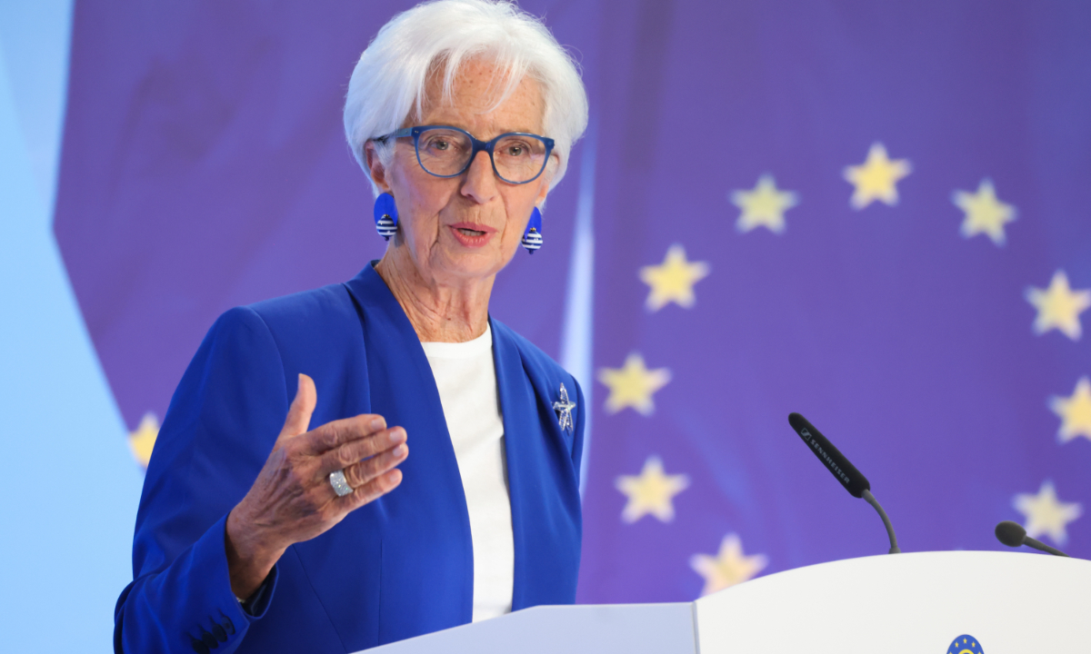 Christine Lagarde, president of the European Central Bank (ECB), speaks at a news conference in Frankfurt, Germany, on June 11, 2026. Photo: VCG