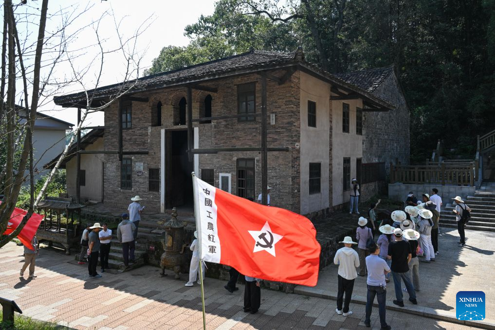 People visit a historical site in Huaitu Township in Ninghua County, southeast China's Fujian Province, Sept. 9, 2026. This year marks the 90th anniversary of the victory of the Long March by the Red Army under the leadership of the Communist Party of China (CPC). Ninghua is one of the starting points of the Long March by the Central Red Army. Huaitu in Ninghua has promoted the development of local tourism relying on its abundant red-themed tourism resources. (Xinhua/Zheng Huansong)