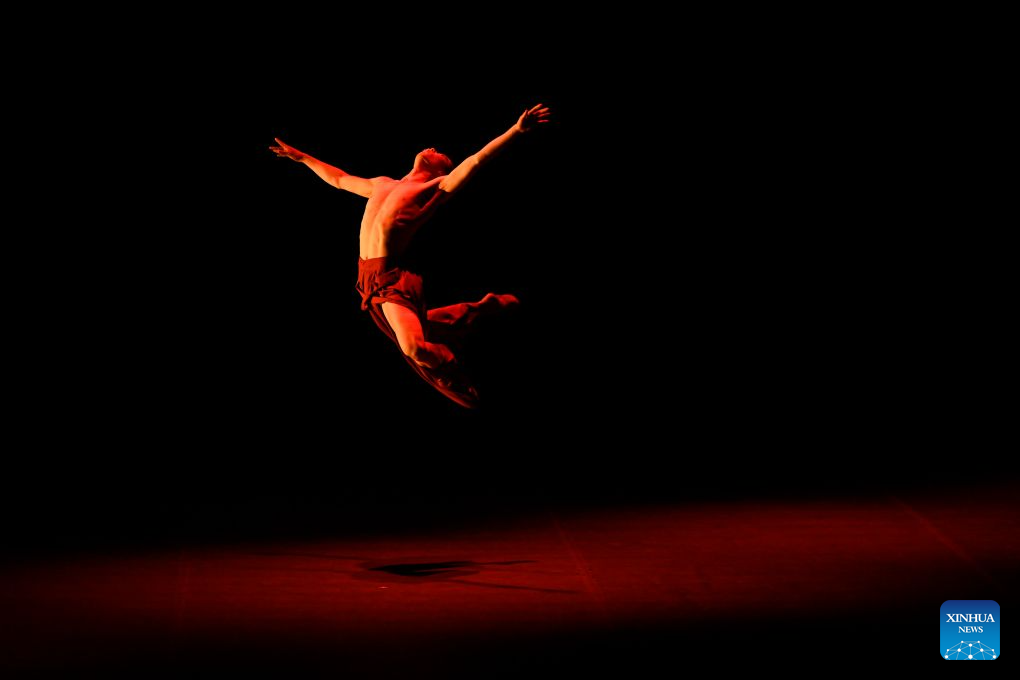 A participant performs during the XV International Ballet Competition at the Bolshoi Theater in Moscow, Russia, July 2, 2026. The competition is held here from June 25 to July 5. (Photo by Alexander Zemlianichenko Jr/Xinhua)