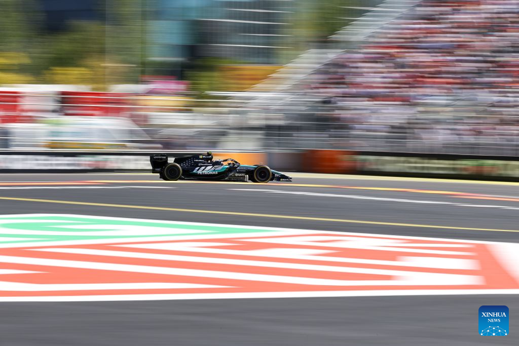 Mercedes' Kimi Antonelli of Italy competes during the Formula 1 Spanish Grand Prix Race at Madring Circuit, Madrid, Spain, Sept. 13, 2026. (Photo by Qian Jun/Xinhua)