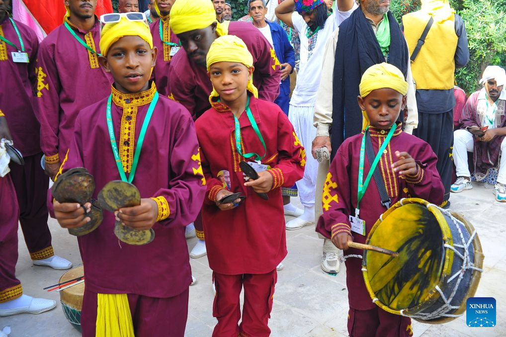 Children perform during a celebration for Mawlid al-Nabi, which commemorates birth of the Islamic founder Prophet Muhammad, in Tunis, Tunisia, Aug. 25, 2026. (Photo by Adel Ezzine/Xinhua)