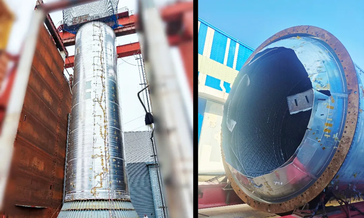 Ultimate-load static test of the first-stage methane tank Photo: Science and Technology Daily