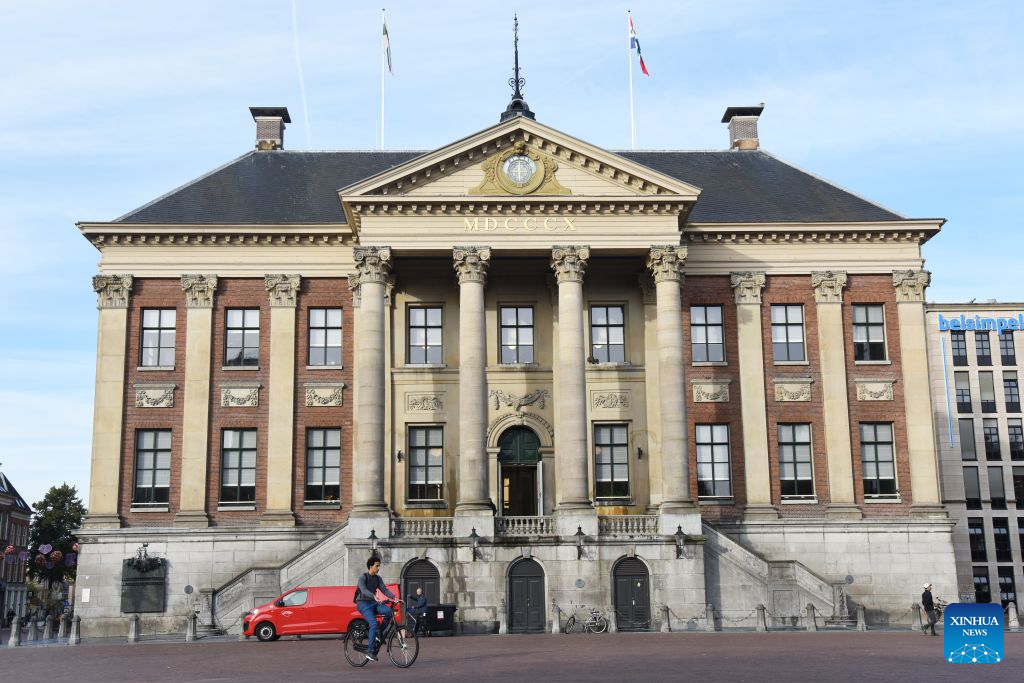 Photo taken on Sept. 14, 2026 shows the city hall of Groningen, the Netherlands. Groningen, the capital of the Dutch province of Groningen, is a historic city in the north of the Netherlands. (Xinhua/Shao Haijun)