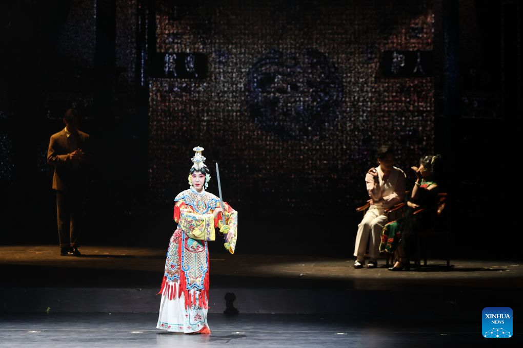 Artists perform at the opening ceremony of the 2026 Tianjin Theatre Festival in Tianjin, north China, Sept. 20, 2026. The festival kicked off here on Sunday. A total of 99 plays and 421 performances will be staged during the event. (Xinhua/Sun Fanyue)