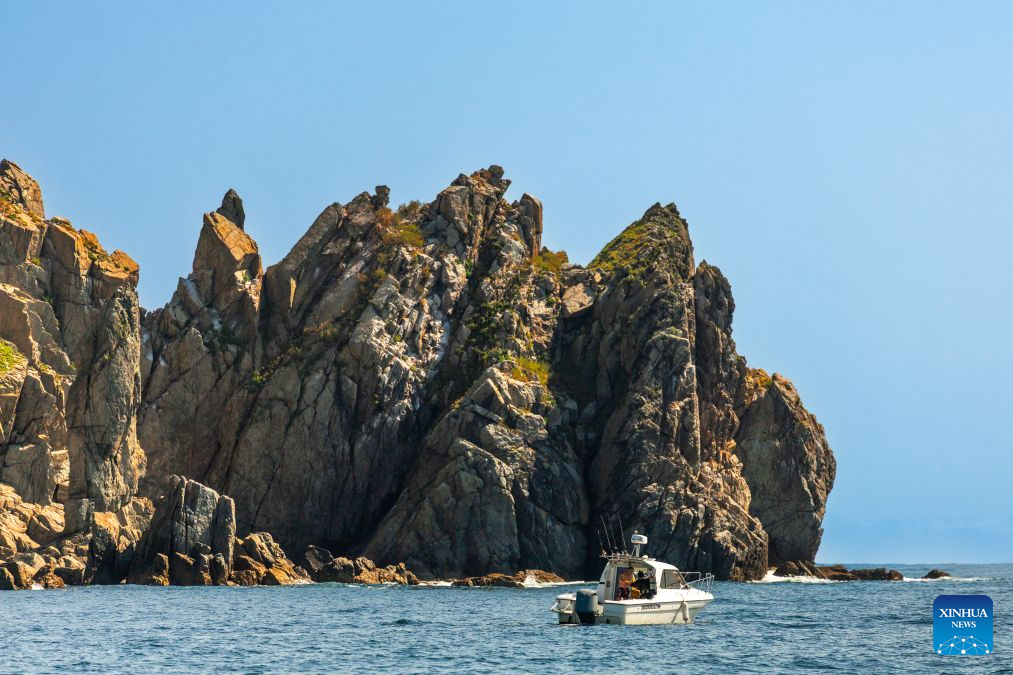 This photo taken on Sept. 12, 2026 shows the scenery of Rikord Island, Russia. Located in the southern part of the Russian Far East, Rikord Island is the largest uninhabited island in Peter the Great Bay. (Photo by Andrey Matveenko/Xinhua)