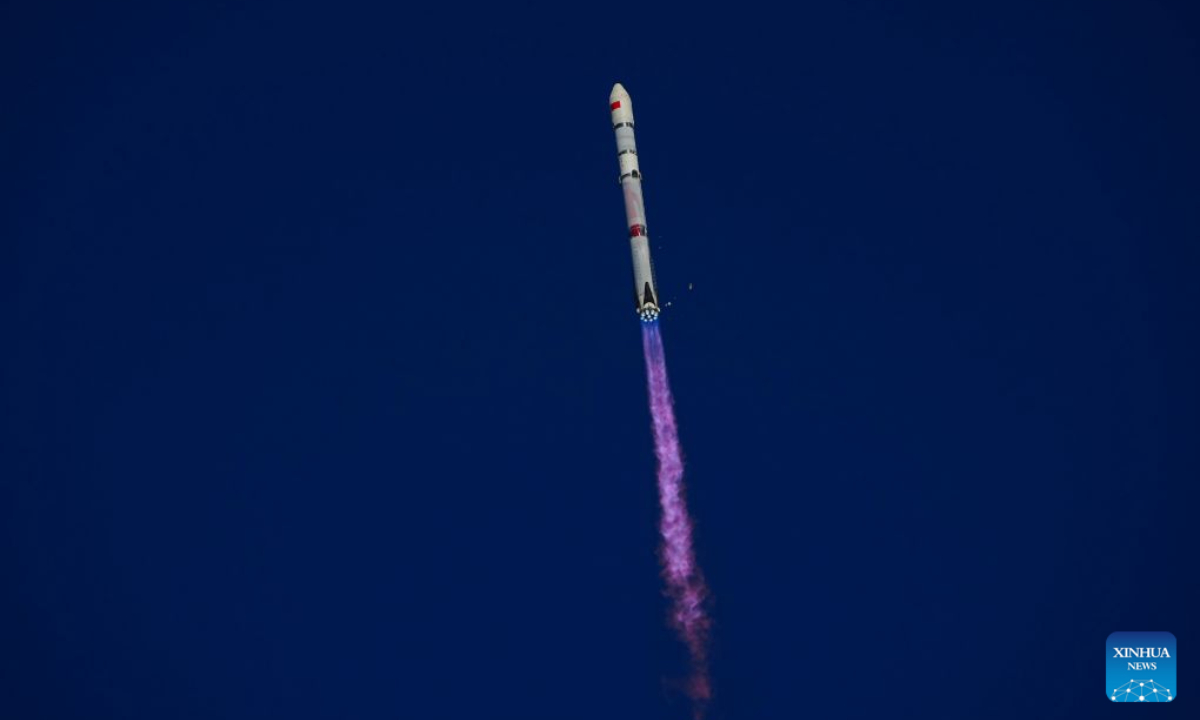 The Zhuque-3 Y2 rocket blasts off at the Dongfeng commercial space innovation pilot zone in northwest China, Aug. 19, 2026. (Photo by Wang Jiangbo/Xinhua)