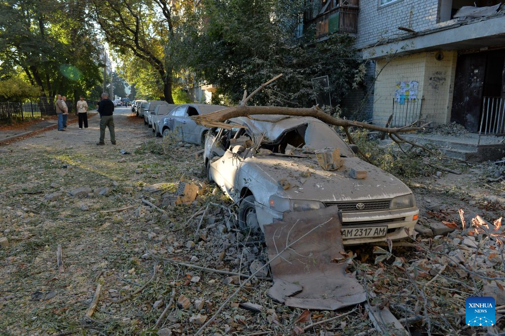 Photo taken on Aug. 20, 2026 shows vehicles damaged in a Russian overnight missile and drone attack in Kiev, Ukraine. A Russian overnight missile and drone attack hits Kiev, Ukraine, on August 20, 2026. (Photo by Peter Druk/Xinhua)