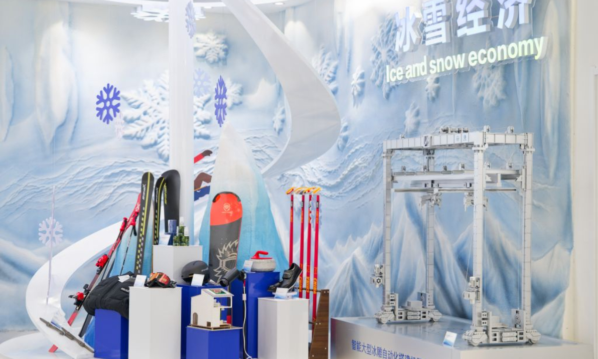 This photo taken on July 30, 2026 shows a model of an automated robot capable of constructing giant ice sculptures at an exhibition hall in Harbin Institute of Technology (HIT)'s Institute of Advanced Technology in Harbin, northeast China's Heilongjiang Province. (Xinhua/Zhang Tao)