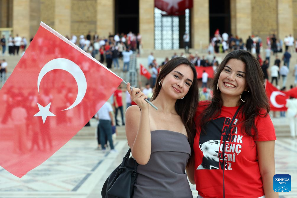 People visit the Ataturk Mausoleum on the occasion of the 104th anniversary of Victory Day in Ankara, Türkiye, Aug. 30, 2026. (Mustafa Kaya/Handout via Xinhua)