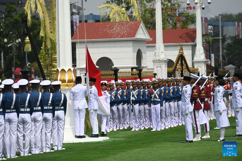 This photo taken on Aug. 17, 2026 shows a celebration event of the 81st anniversary of the founding of the Republic of Indonesia in Jakarta, Indonesia. (Xinhua/Zulkarnain)