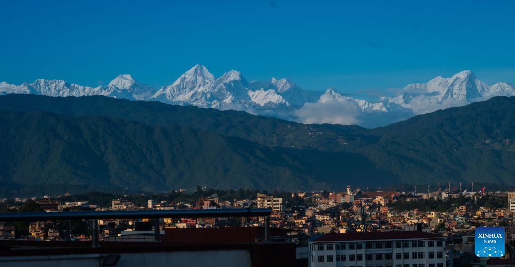 A view of mountain range is seen from Lalitpur, Nepal, Sept. 27, 2026. (Photo by Hari Maharjan/Xinhua)