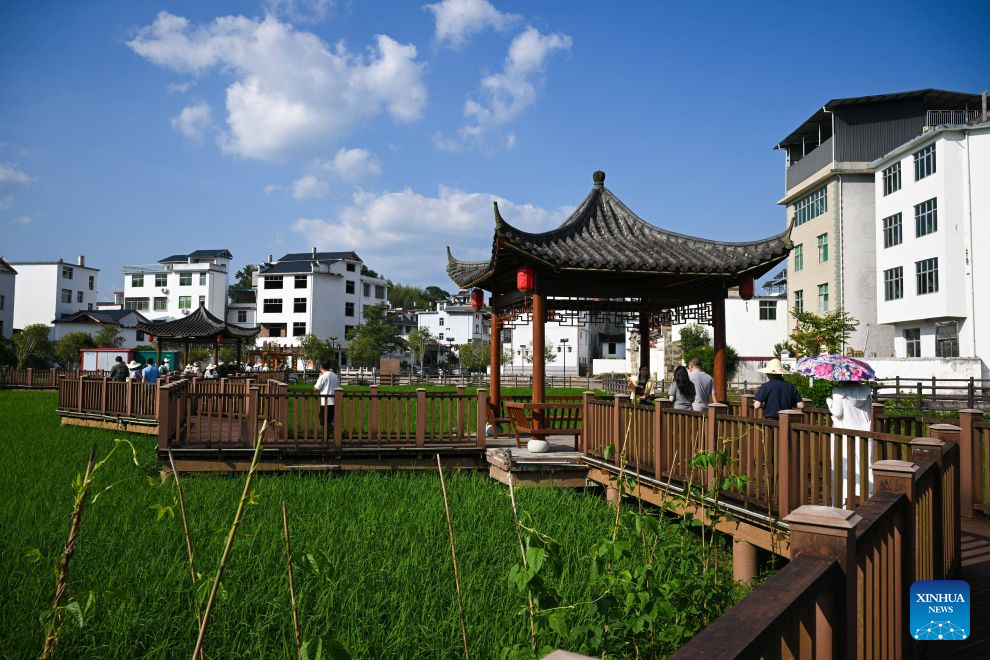 People visit Xiacao Village in Ninghua County, southeast China's Fujian Province, Sept. 8, 2026. This year marks the 90th anniversary of the victory of the Long March by the Red Army under the leadership of the Communist Party of China (CPC). Ninghua is one of the starting points of the Long March by the Central Red Army. Xiacao Village in Ninghua has profound heritage of revolutionary history. (Xinhua/Zheng Huansong)