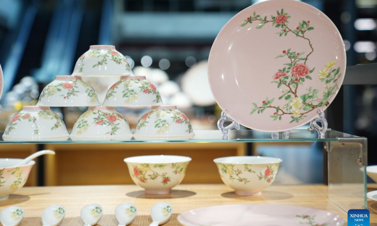 This photo taken on Sept. 10, 2026 shows ceramic products made by an intelligent workshop in Jingdezhen, east China's Jiangxi Province. Jingdezhen, known worldwide as China's