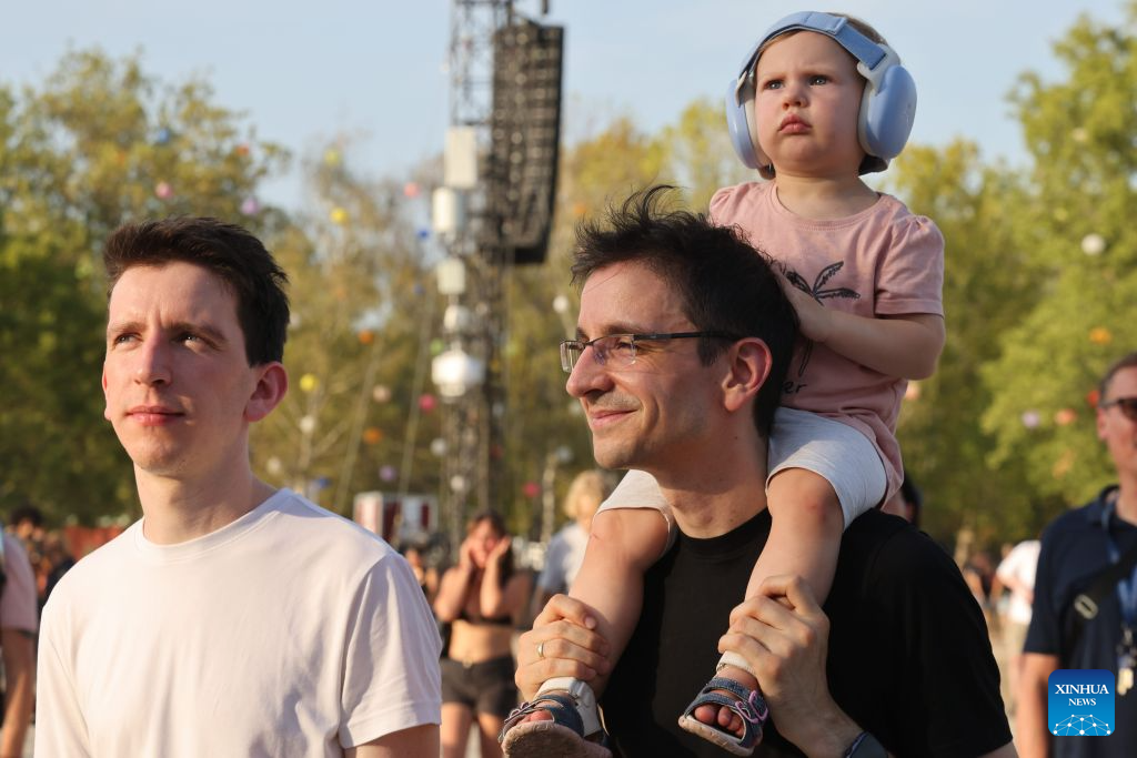 People enjoy performances during the 2026 Sziget Festival in Budapest, Hungary, Aug. 10, 2026. The event officially opened to the public on Tuesday on Budapest's Obuda Island, bringing together music, arts and cultural programs from Hungary and abroad.

Running until Aug. 15, this year's festival provided around 12 themed districts offering music, contemporary arts, circus performances, sports, family and community programs. (Photo by Attila Volgyi/Xinhua)