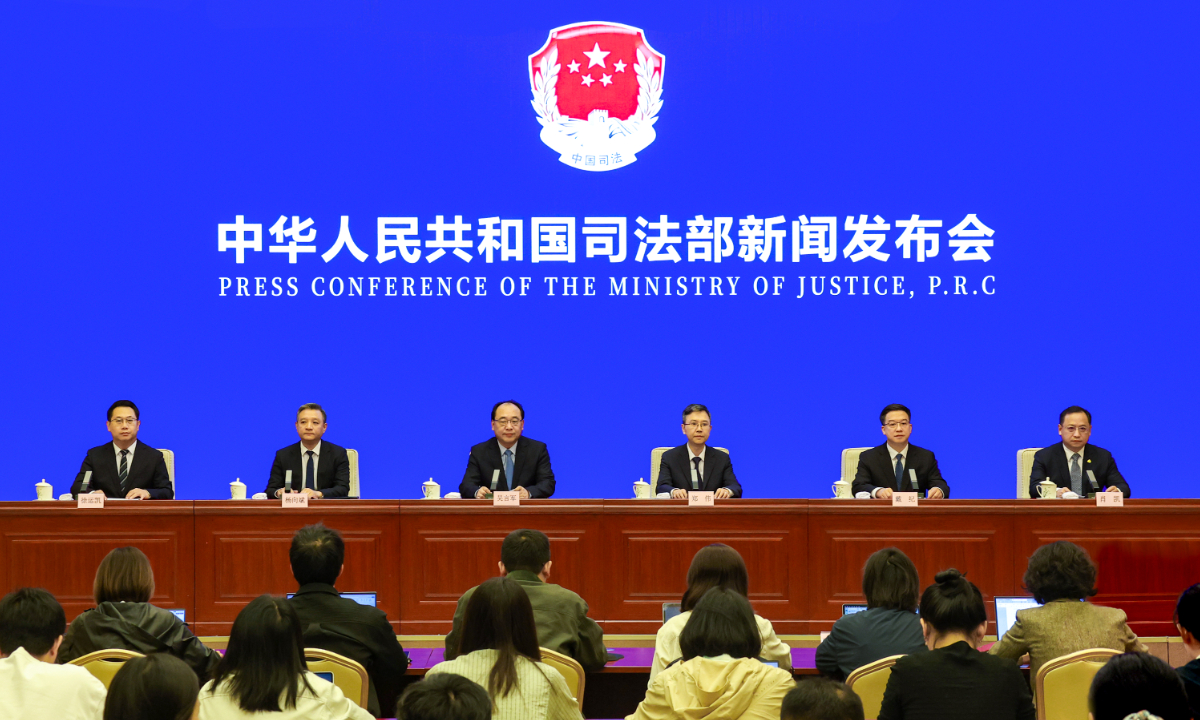 China's Ministry of Justice holds a press conference on strengthening foreign-related legal services and the official launch of the “Lex Com” platform on October 10, 2026. Photo: Ministry of Justice