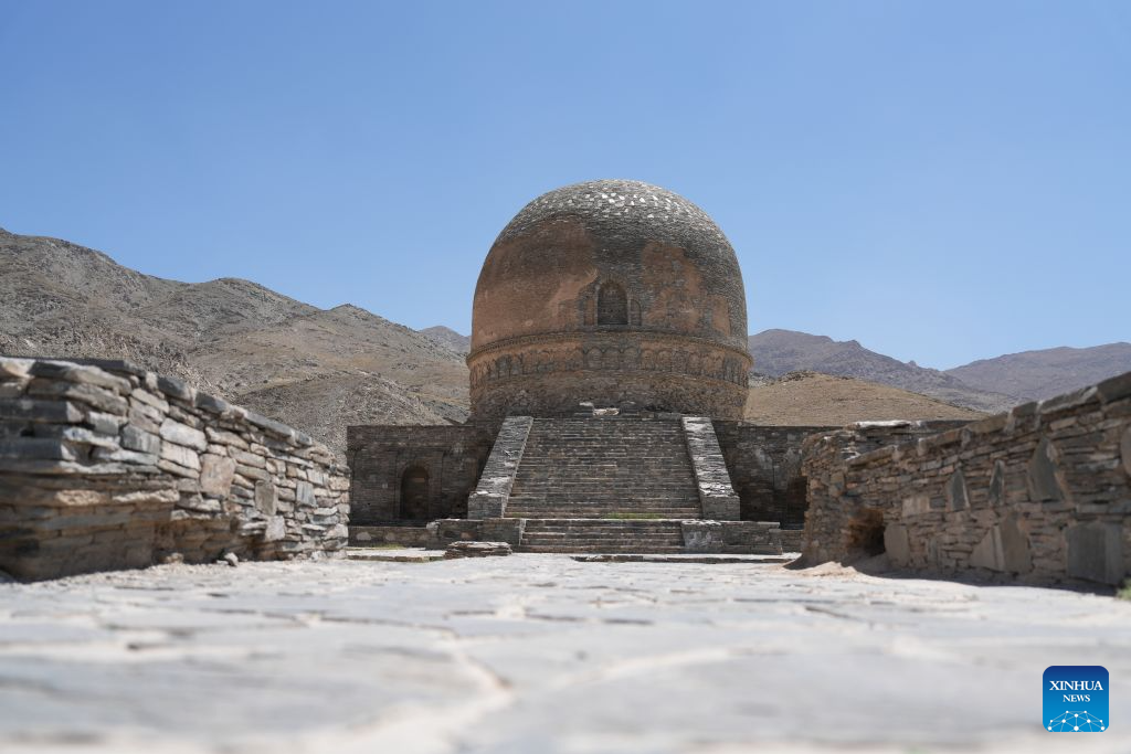 This photo taken on July 28, 2026 shows a view of the Shewaki Stupa in the east edge of Kabul, capital of Afghanistan. Afghanistan has restored and preserved nearly 2,000 historical artifacts and monuments over the past year as part of a concerted effort to protect and promote the country's rich cultural heritage, government spokesman Zabihullah Mujahid announced on Tuesday. (Photo by Saifurahman Safi/Xinhua)