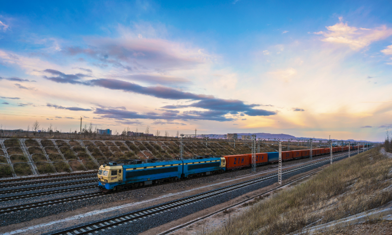 A China-Europe Railway Express train passes through Ulanqab, North China's Inner Mongolia Autonomous Region. File photo: VCG