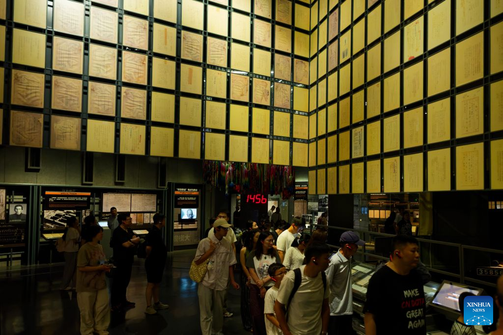 People visit the Exhibition Hall of Evidences of Crime Committed by Unit 731 of the Japanese Imperial Army in Pingfang District of Harbin, northeast China's Heilongjiang Province, Aug. 4, 2026. During the summer vacation, the Exhibition Hall of Evidences of Crime Committed by Unit 731 of the Japanese Imperial Army has greeted lots of visitors.
People tour the exhibition hall to view archival evidence exposing the germ warfare crimes perpetrated by notorious Japanese Unit 731 during World War II.
Unit 731 was a top-secret biological and chemical warfare research base established as the nerve center for Japanese biological warfare in China and Southeast Asia during WWII. At least 3,000 people were used in human experiments conducted by Unit 731, and more than 300,000 people in China were killed by Japan's biological weapons. (Xinhua/Zhang Tao)