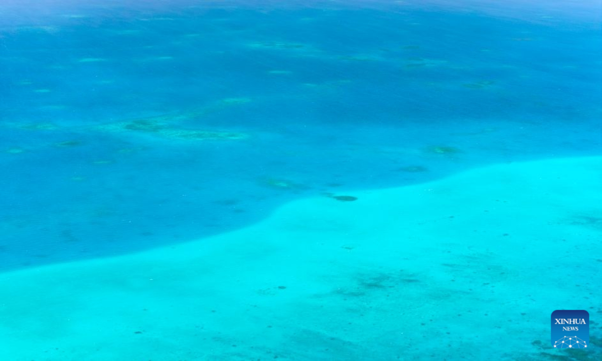 An aerial drone photo taken on Aug. 12, 2026 shows the shoals in the territorial waters of China's Huangyan Dao in the South China Sea. Huangyan Dao, located in China's Zhongsha Qundao, features a unique coral reef ecosystem and special geological structures. It is home to numerous rare and endangered species, making it an area of high biodiversity and species rarity.
Huangyan Dao is China's inherent territory. In September 2025, China formally approved to establish the Huangyan Dao National Nature Reserve.
The China Coast Guard has carried out regular patrols and law enforcement to safeguard China's territorial sovereignty, maritime rights and interests, and ecological environment in the waters of the reserve. (Xinhua/Wang Peng)