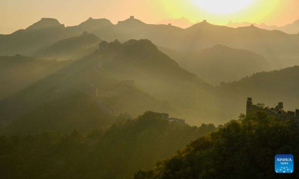 This photo taken on Sept. 17, 2026 shows a morning view at the Jinshanling section of the Great Wall, Luanping County of Chengde City, north China's Hebei Province. (Photo by Zhou Wanping/Xinhua)