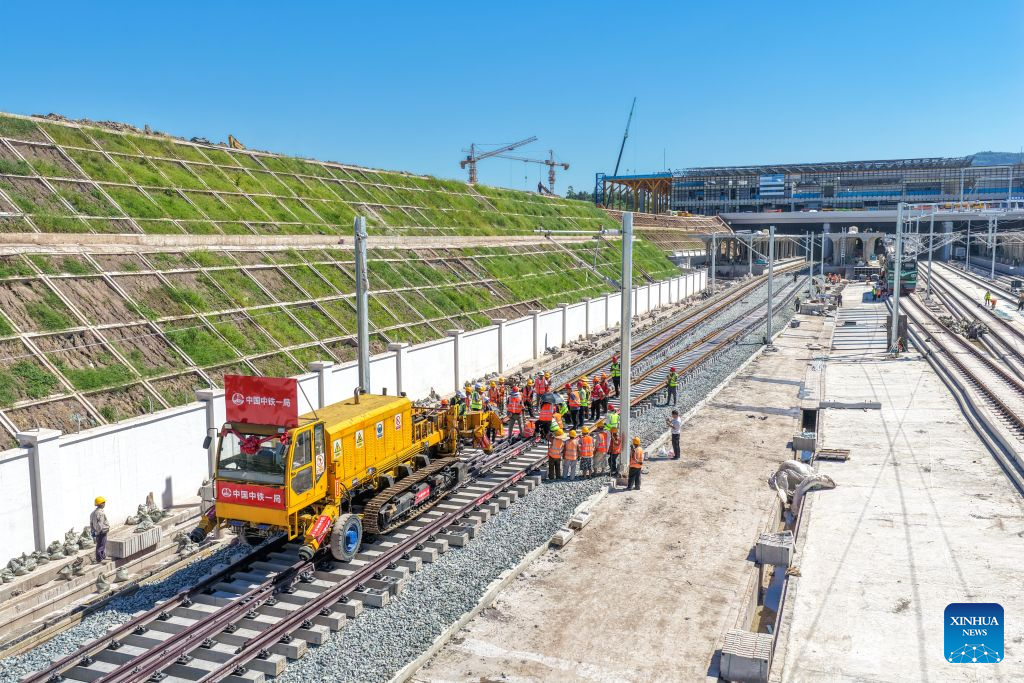 A drone photo shows track laying underway along the Chongqing-Wanzhou High-Speed Railway in Wanzhou District of Chongqing, southwest China, Sept. 1, 2026.

The Chongqing-Wanzhou High-Speed Railway completed track laying on Tuesday, paving the way for the 350 km/h line's planned opening. (Xinhua/Tang Yi)