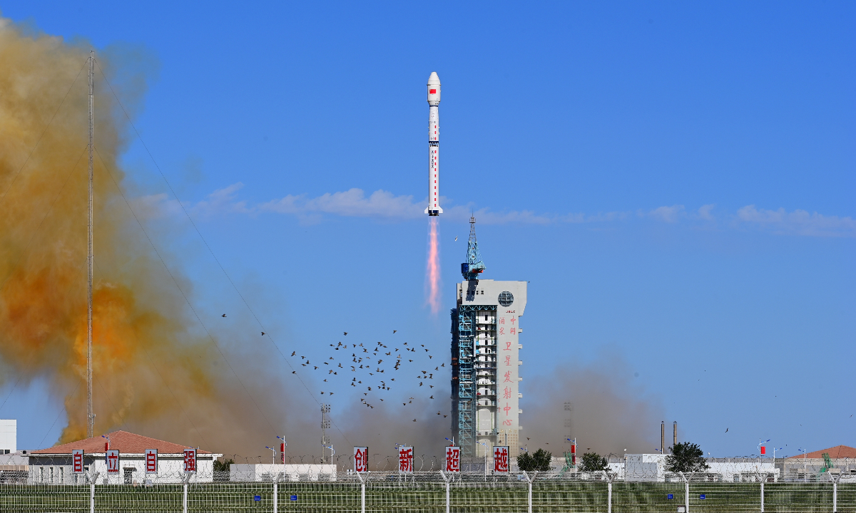China launches two new groups of remote sensing satellites from the Jiuquan Satellite Launch Center in Northwest
China’s Gansu Province on September 10, 2026. The satellites of the Yaogan-53 and Yaogan-56 groups were
launched at 5 pm aboard a Long March-4B carrier rocket, and they entered the preset orbits successfully. Photo:
CNS Photo