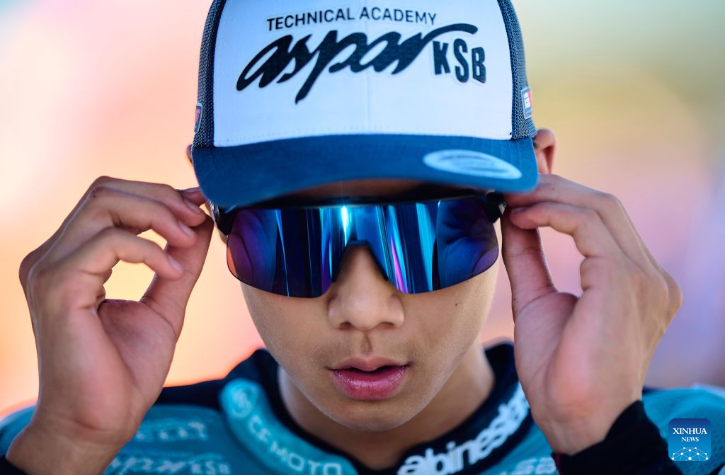 CFMOTO Aspar's Sun Shengbo of China reacts before the Race 2 of the ESBK Talent category at the 2026 Spanish Superbike Championship Valencia in Valencia, Spain, Sept. 13, 2026. (Photo by Pablo Morano/Xinhua)